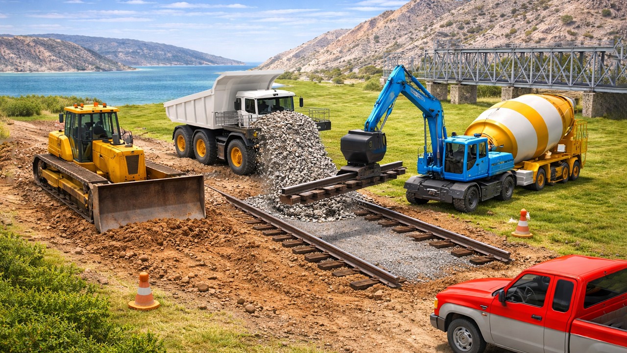 Building a Railway 🚧🛠️ | Excavator and Dump Truck in Action for Railway | Construction Vehicles