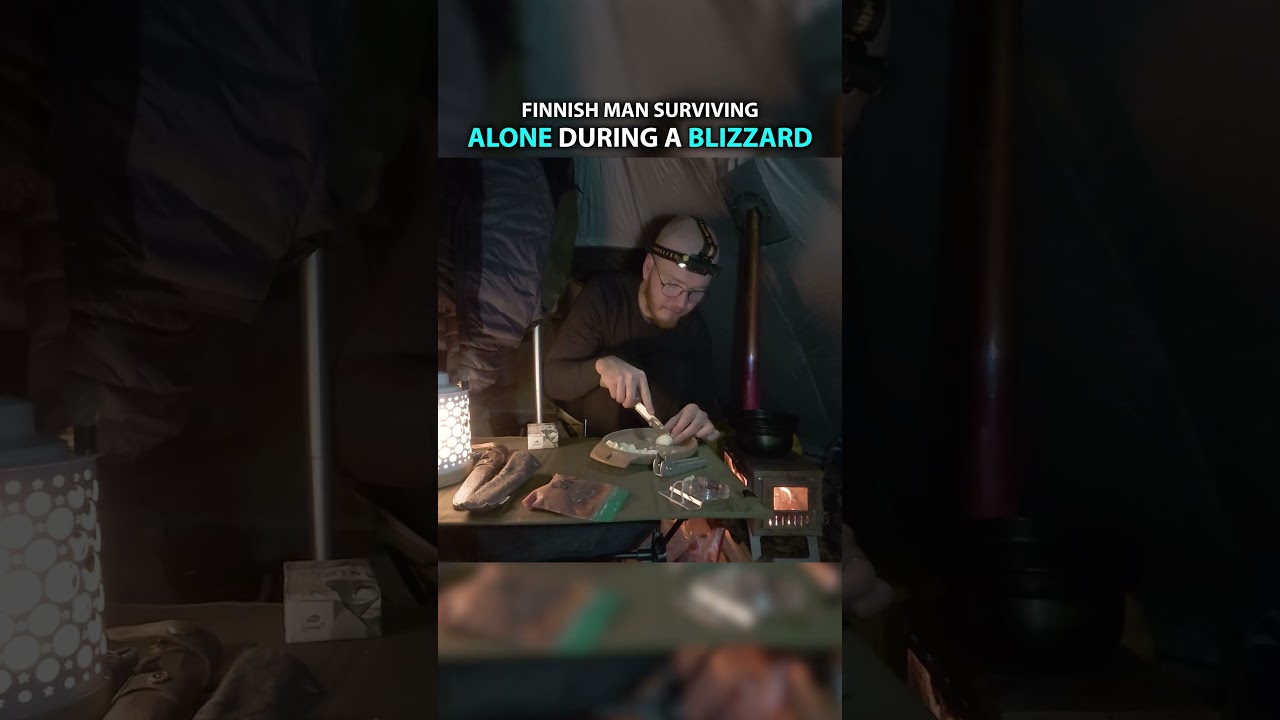 Meanwhile in Finland: Camping in crazy BLIZZARD and this man is just chilling #camping #survival
