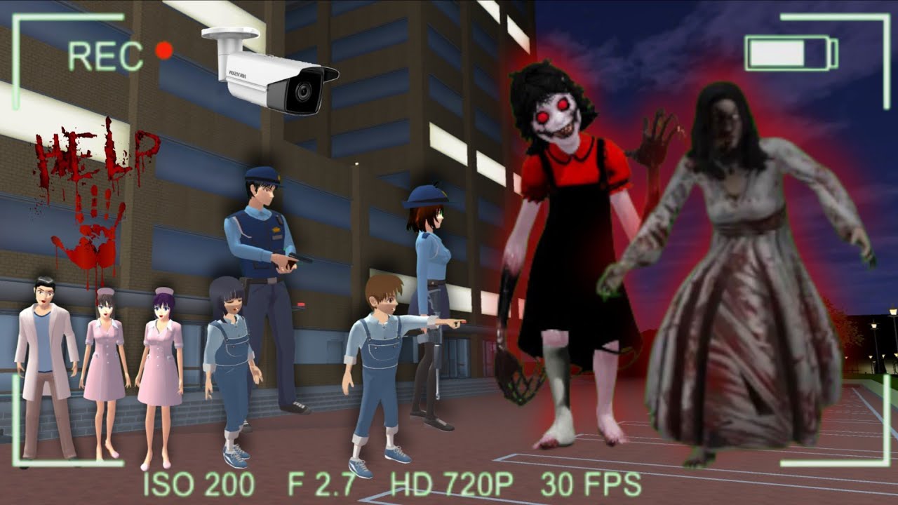 Yuta Mio Panik CCTV Merekam Kuntilanak Menyerang Rumah Sakit Police Membalas Sakura School Simulator