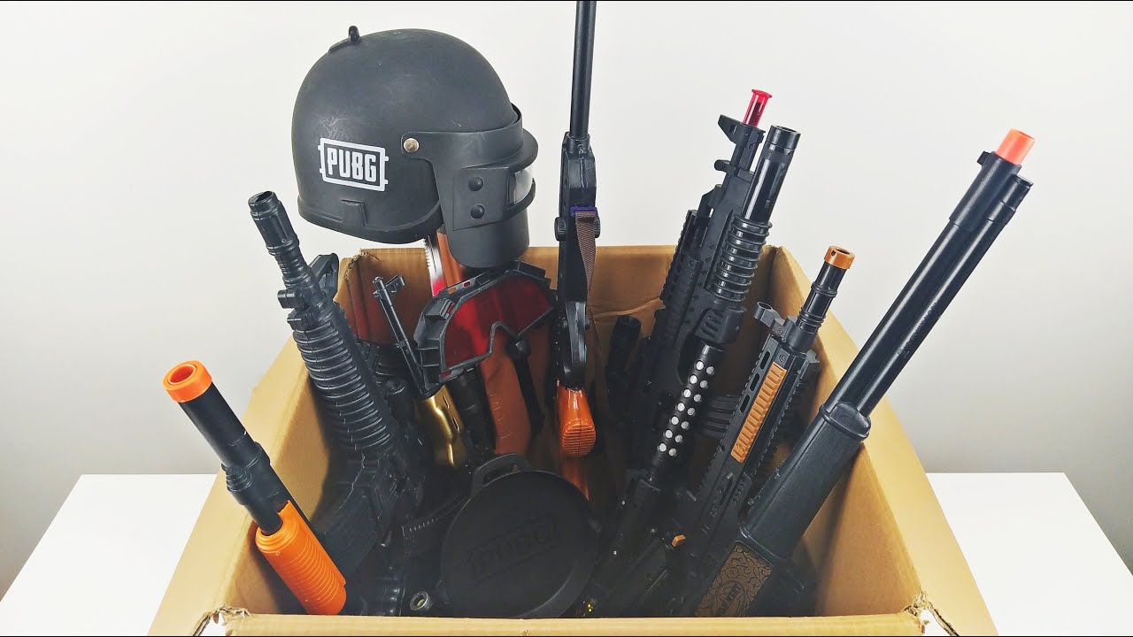 Огромная коробка мобильных игрушечных пистолетов Pubg !! Самое эксклюзивное игрушечное оружие и 