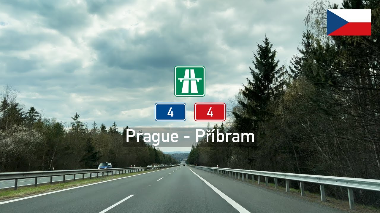 [4KHDR] Driving in Czechia: I-4 & Dálnice D4 from Prague to Příbram