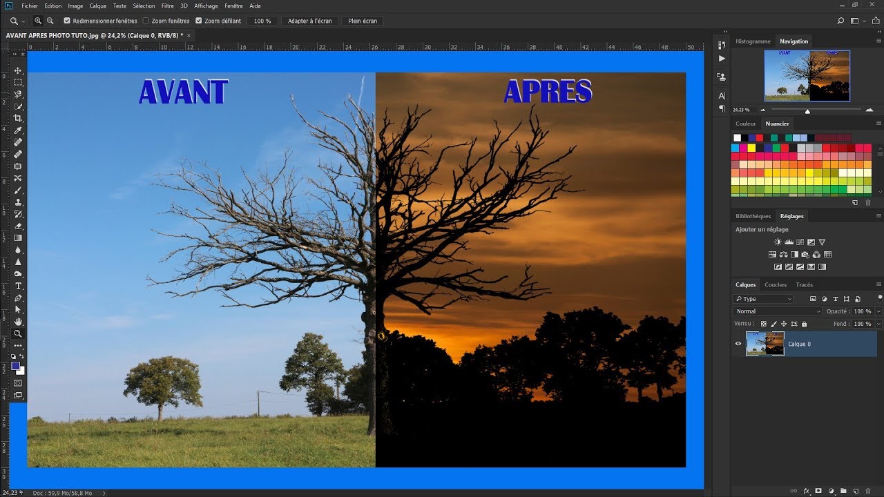 TUTO PHOTOSHOP CC 2017. EFFET COUCHER DE SOLEIL