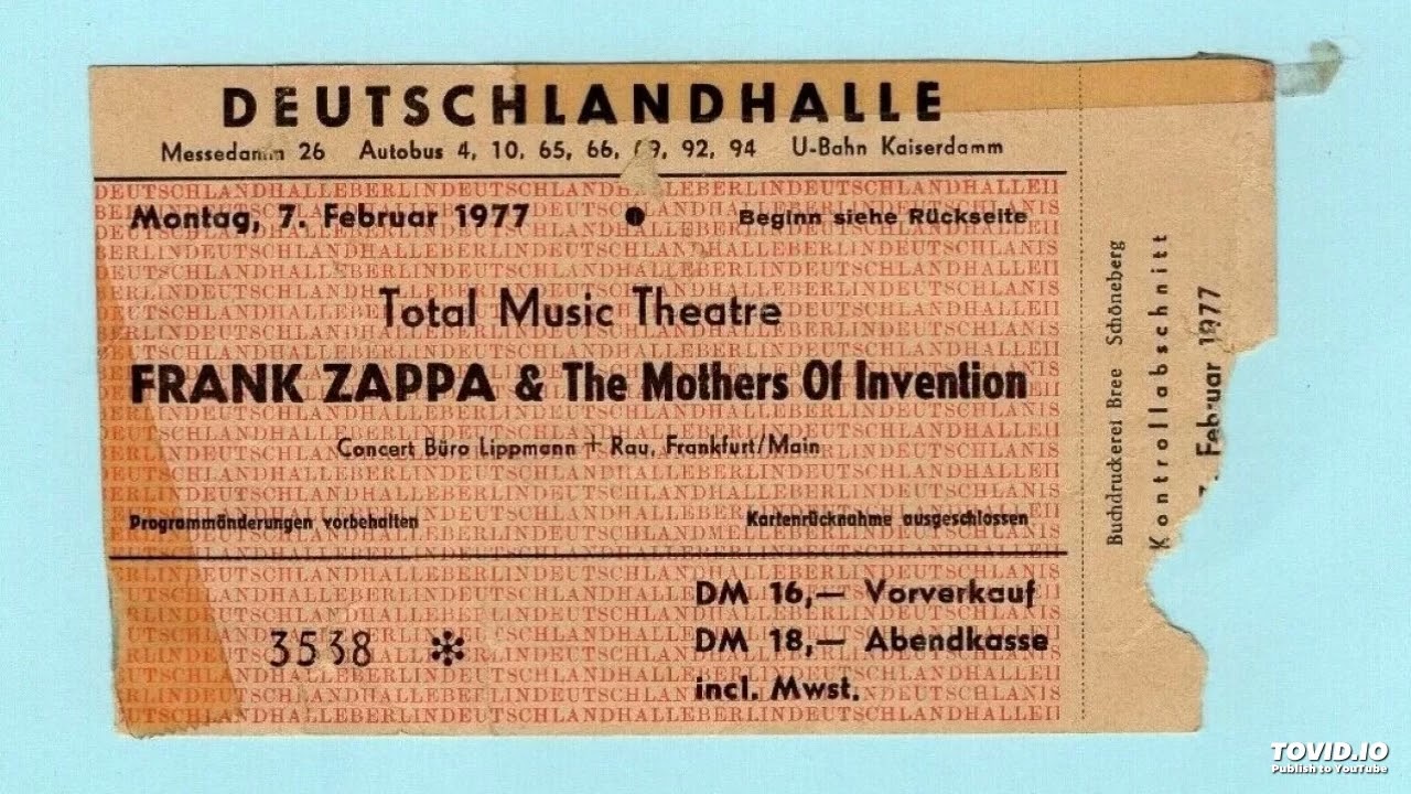 Frank Zappa - Jones Crusher/My Guitar, Deutschlandhalle, Berlin, Germany, February 7, 1977