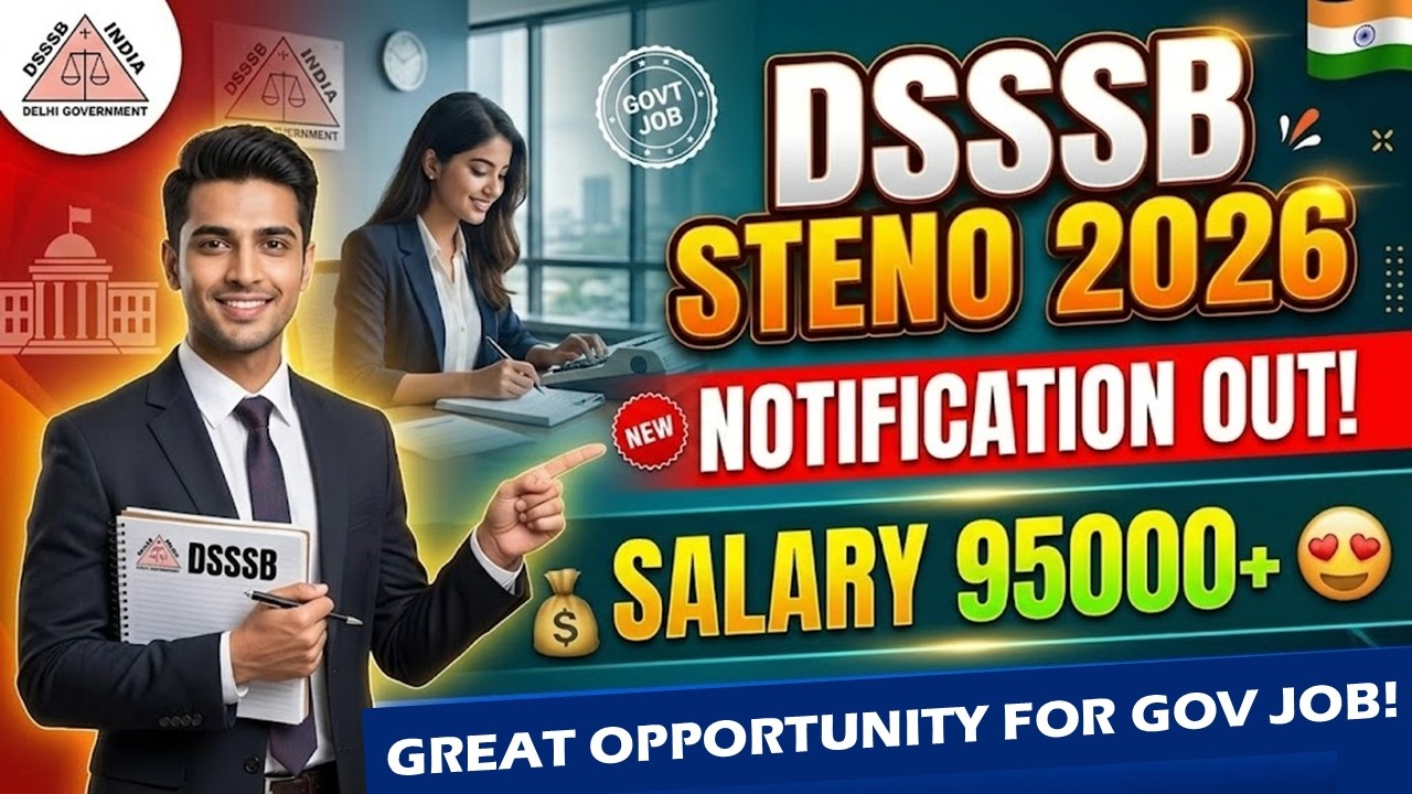 DSSSB STENOGRAPHER 2026 New Vacancies Out | Fill Form Now !