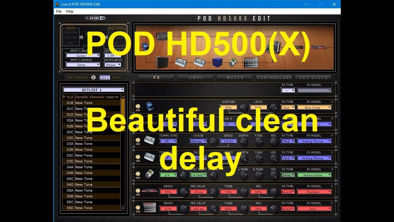 Parallel Shimmer Clean Delay - Pod HD500X