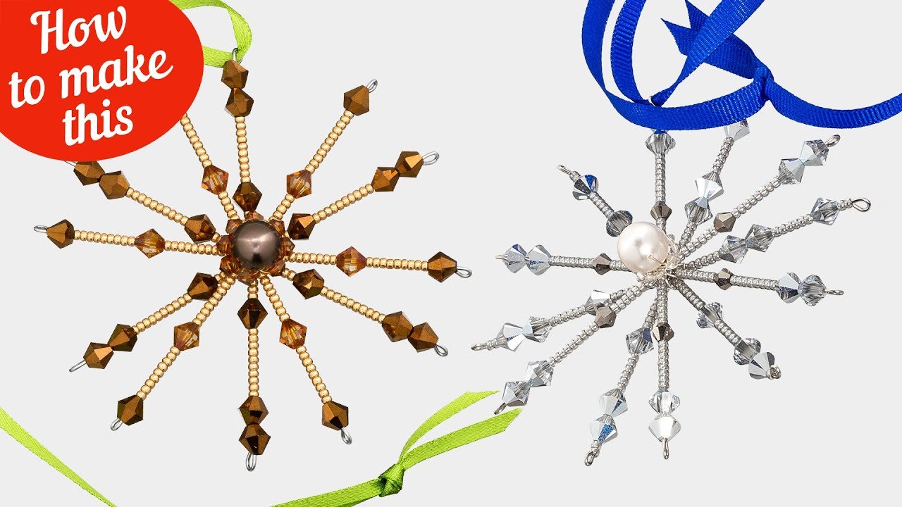 Glittering Christmas Stars | Beaded Ornament using Beadsmith Snowflake Form | Spectacular design