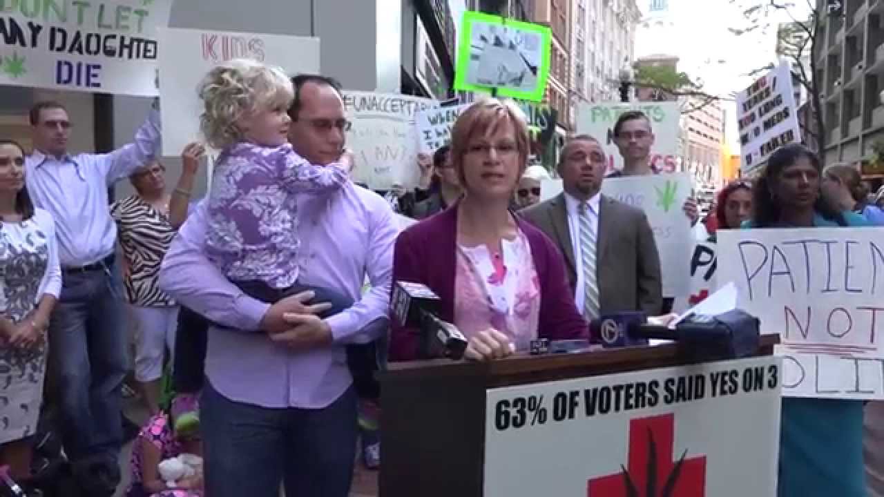 Medical marijuana patients and advocates hold presser outside DPH