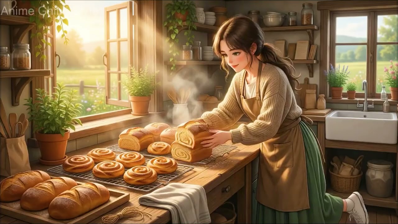 Cozy Village Bread Seller ASMR Story |Ghibli-Style Countryside Life, Warm Tea, Night Home Relaxation