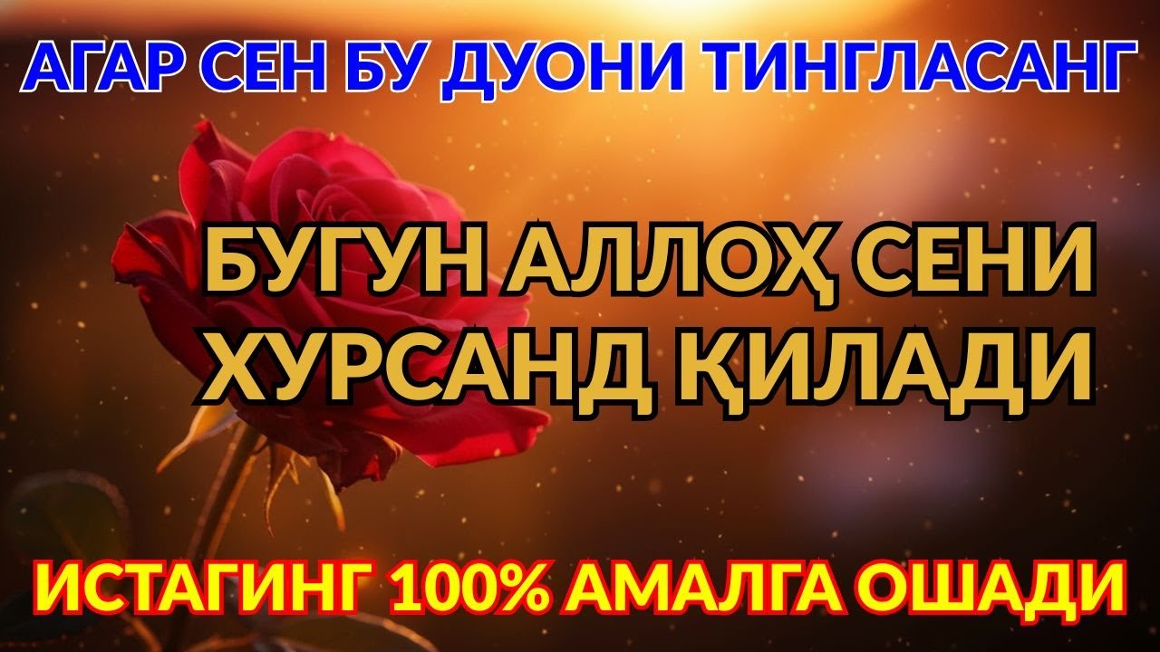 Бу дуони тингланг — қалбингиз хотиржам топиб, Аллоҳ сизга бугун хурсандчилик ато этади 🌸💖