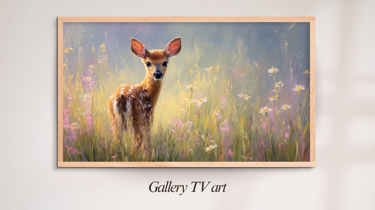 Fawn in a Wildflower Meadow | Soft Impressionist Nature Frame TV Art 4k