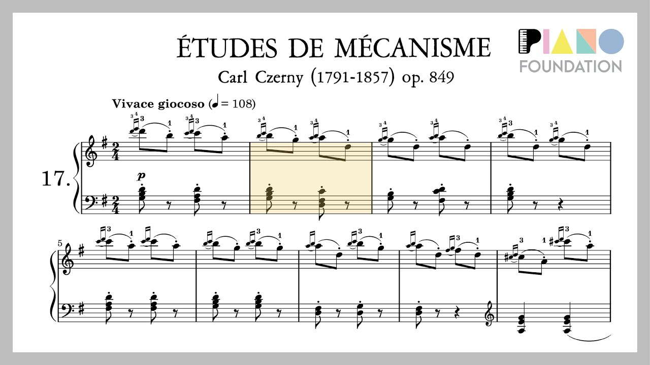 Czerny Op. 849 No. 17 at Full Speed (BPM = 108): Ornaments and some rapid right hand action!