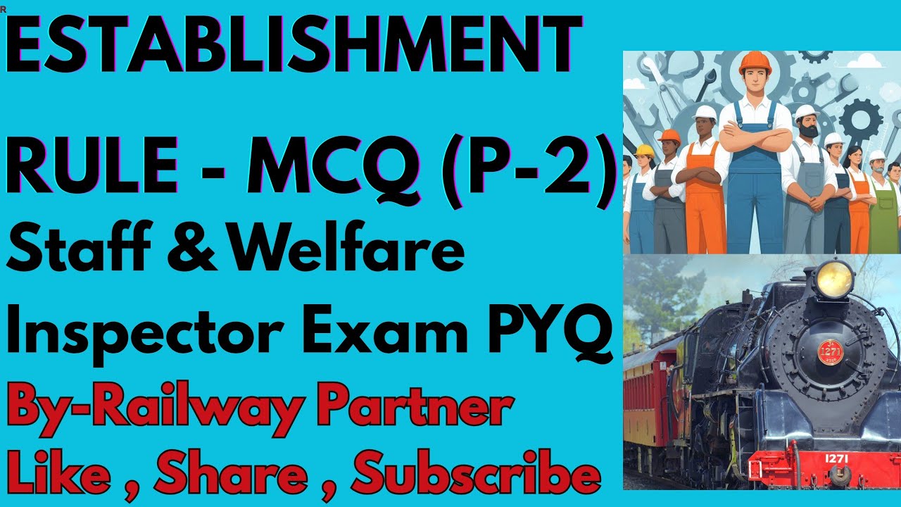Staff Welfare Inspector Question Paper | Staff Welfare Inspector Railway | LDCE 30% Establishment...