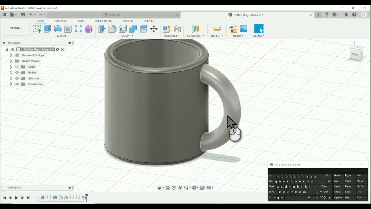 Coffee Mug - Filet and Sweep - Fusion 360