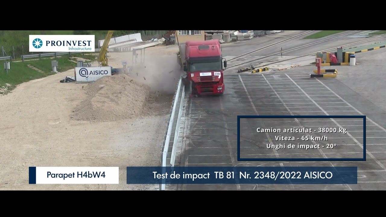 Teste de impact H4bW4  - Sistem de parapet deformabil lateral MBS Proinvest Group