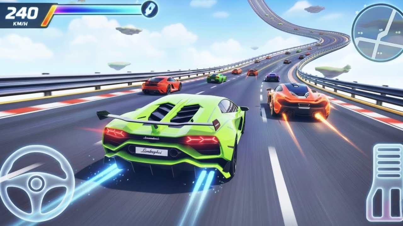 GT Car Stunts on Impossible Mega Ramp 😨 Extreme Racing 3D