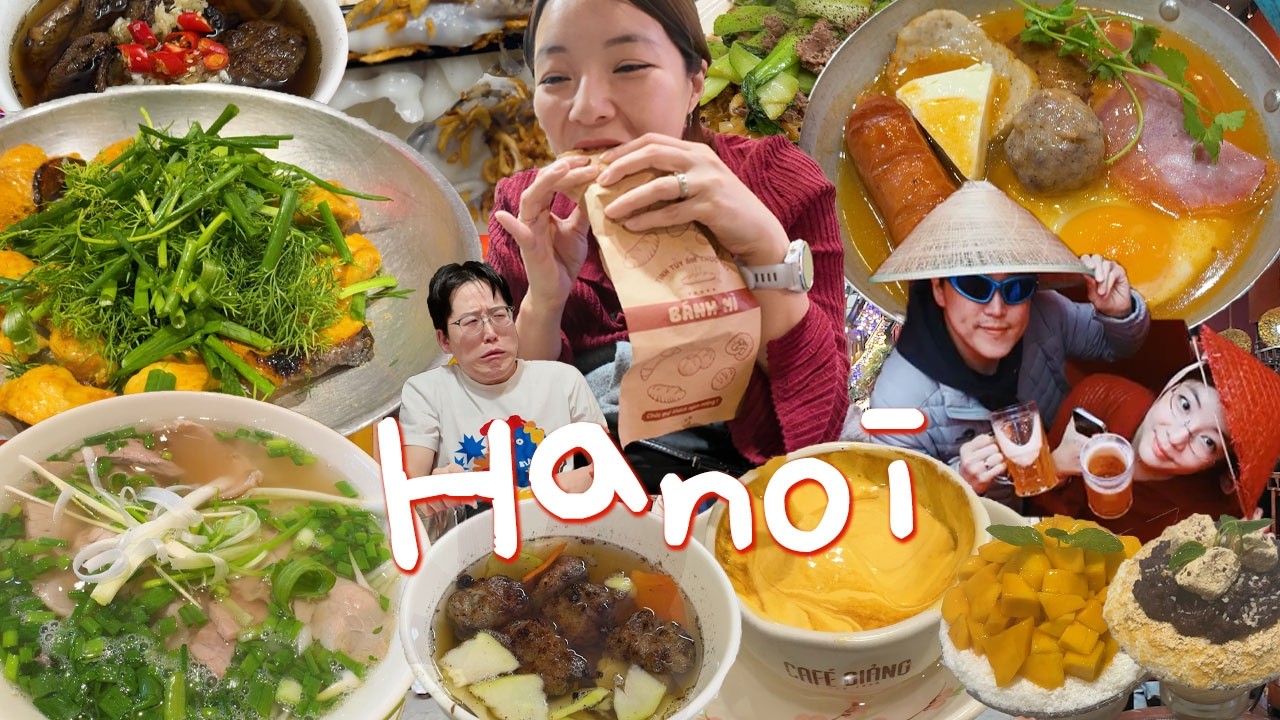 [에그커피편] 보다 보면 배부를거야...🍳 하노이 여행 먹방브이로그 (쌀국수, 분짜, 반미, 짜까탕롱, 신라면, 반꾸온, 하노이 시티투어, 하노이 맛집)