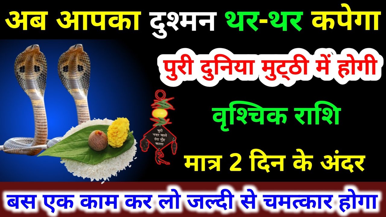 वृश्चिक राशि अब आपका दुश्मन थर थर कपेगा मात्र 2 दिन के अंदर पुरी दुनिया मुट्ठी में होगी। Vrishchik 