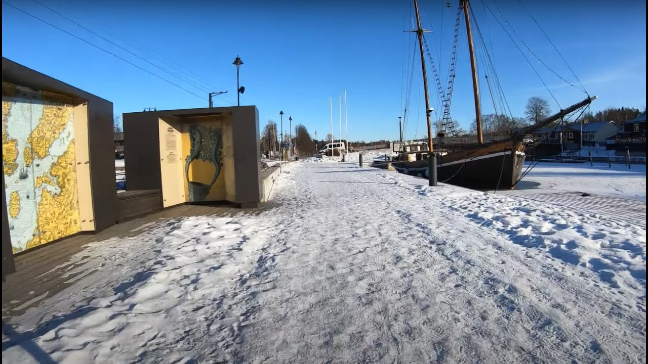 4k Winter cycling part1 in Uusikaupunki Finland