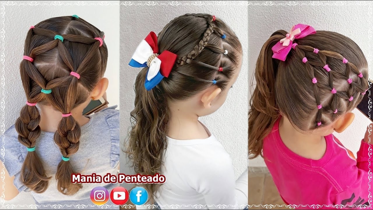 Penteados Infantis Fáceis com Elásticos 😍💖 |  Easy Hairstyles with Rubber Bands for Little Girls 🥰💕