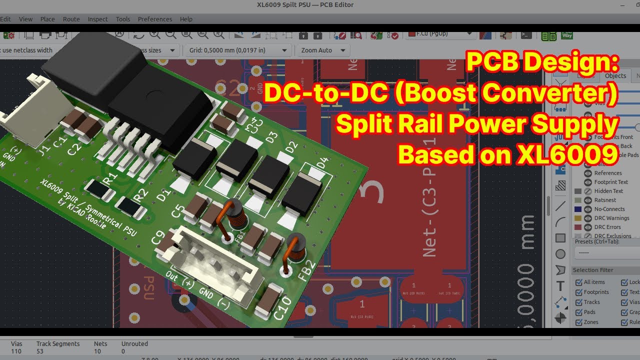 PCB Design: DC-to-DC (Boost Converter) Split Rail Power Supply Based on XL6009