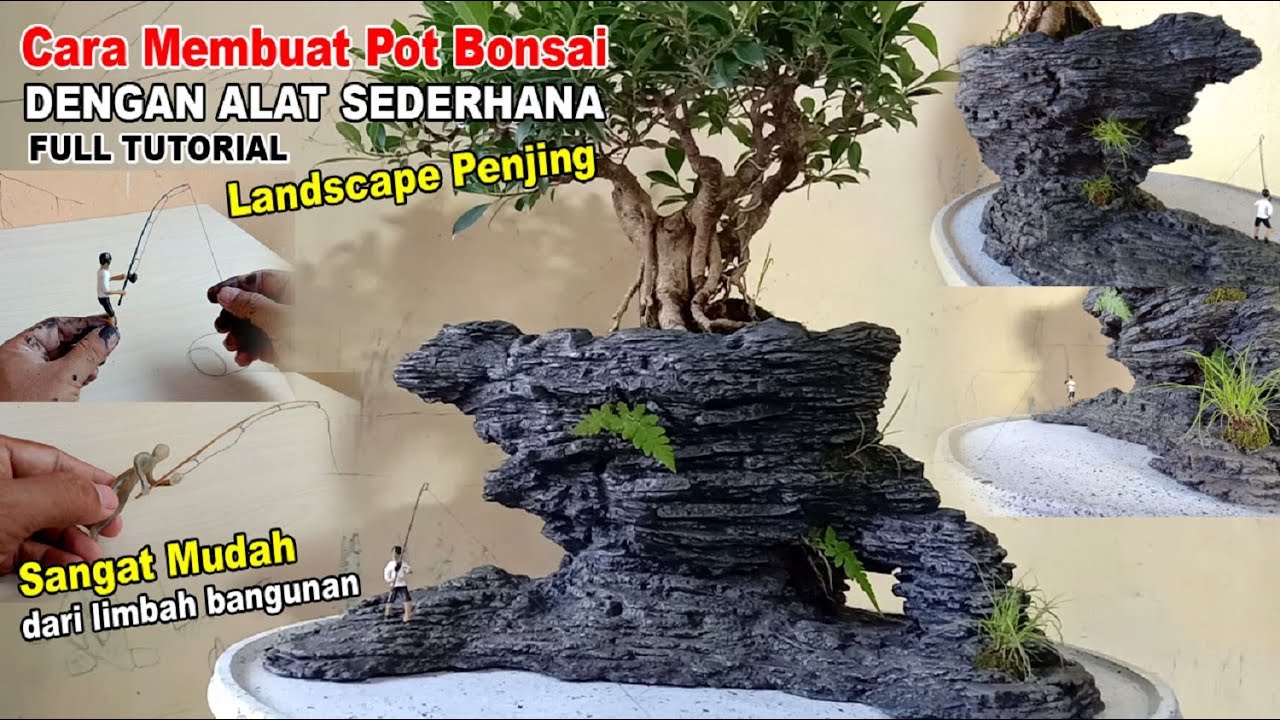 Cara Membuat Pot Bonsai Relief‼️Landscape Penjing