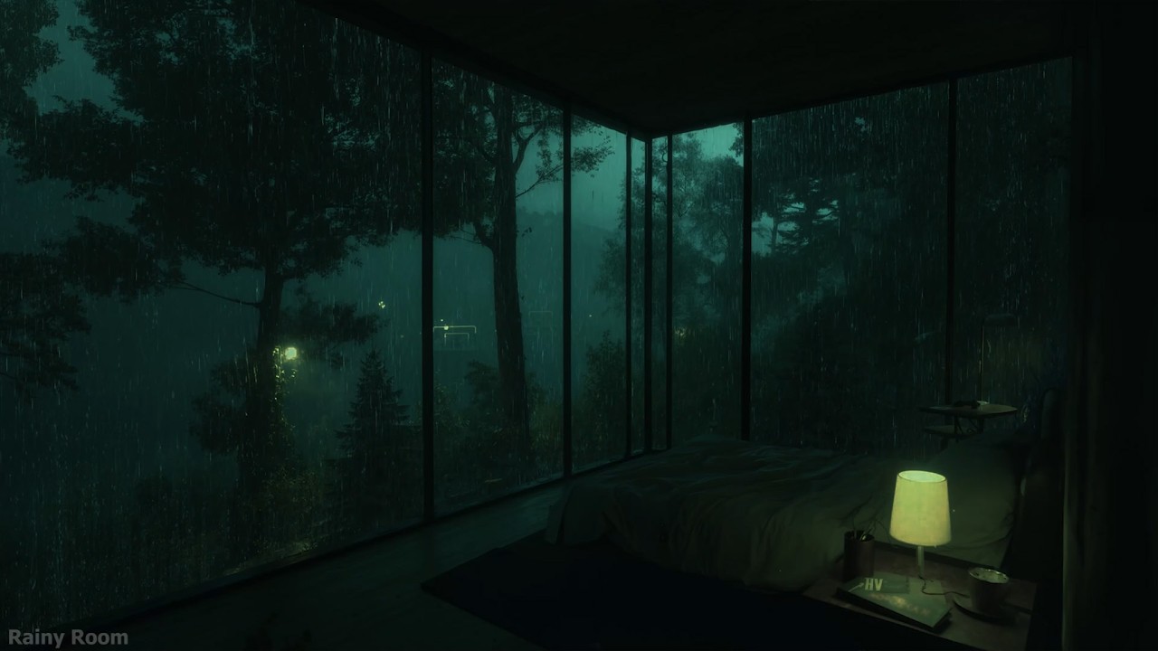 Rainy Night Ambience 🌧️ Soft Thunder in Dark Room | Relax, Meditate & Sleep Deeply