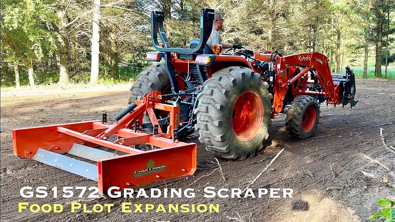 Kubota L4802 “RIPPING” roots out & grading a new food plot with a grading scraper #kubota #foodplots