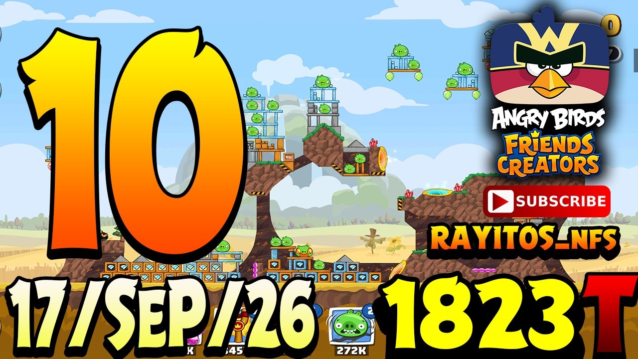 Angry Birds Friends Level 10 Tournament 1823 Highscore POWER-UP walkthrough 3 stars