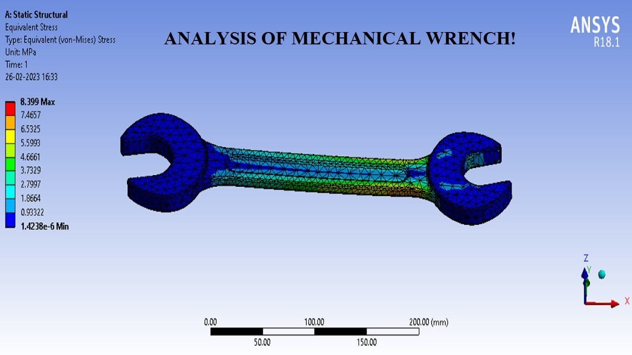 Mechanical Wrench I Static Structural Analysis I Deformation | Stress Test | ANSYS