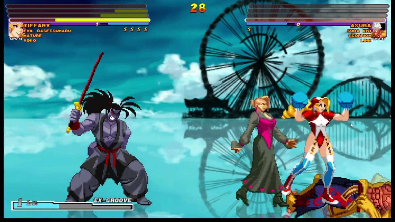 [4K] MUGEN: ETB – Mature, Tiffany Lords, Yoko, Evil Rasetsumaru vs Sora KH3, Link, Asura, Scorpion