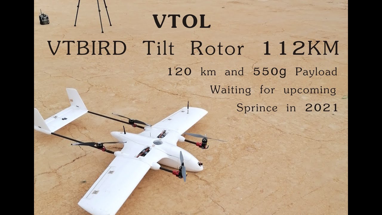 VTOL Tilt Rotor 112km Range By  Finwinghobby VTBIRD The first time Endurance testing