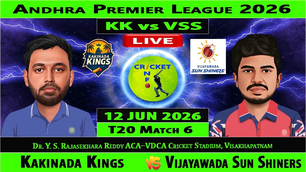 Kakinada Kings vs Vijayawada Sun Shiners | KK vs VSS Live | 6th Match of Andhra Premier League 2026
