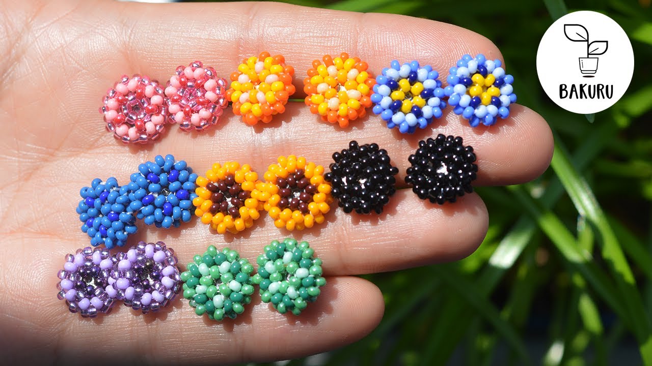 Aretes pequeños en Mostacilla 🌻 MUY FACIL 🌻Para  Principiantes