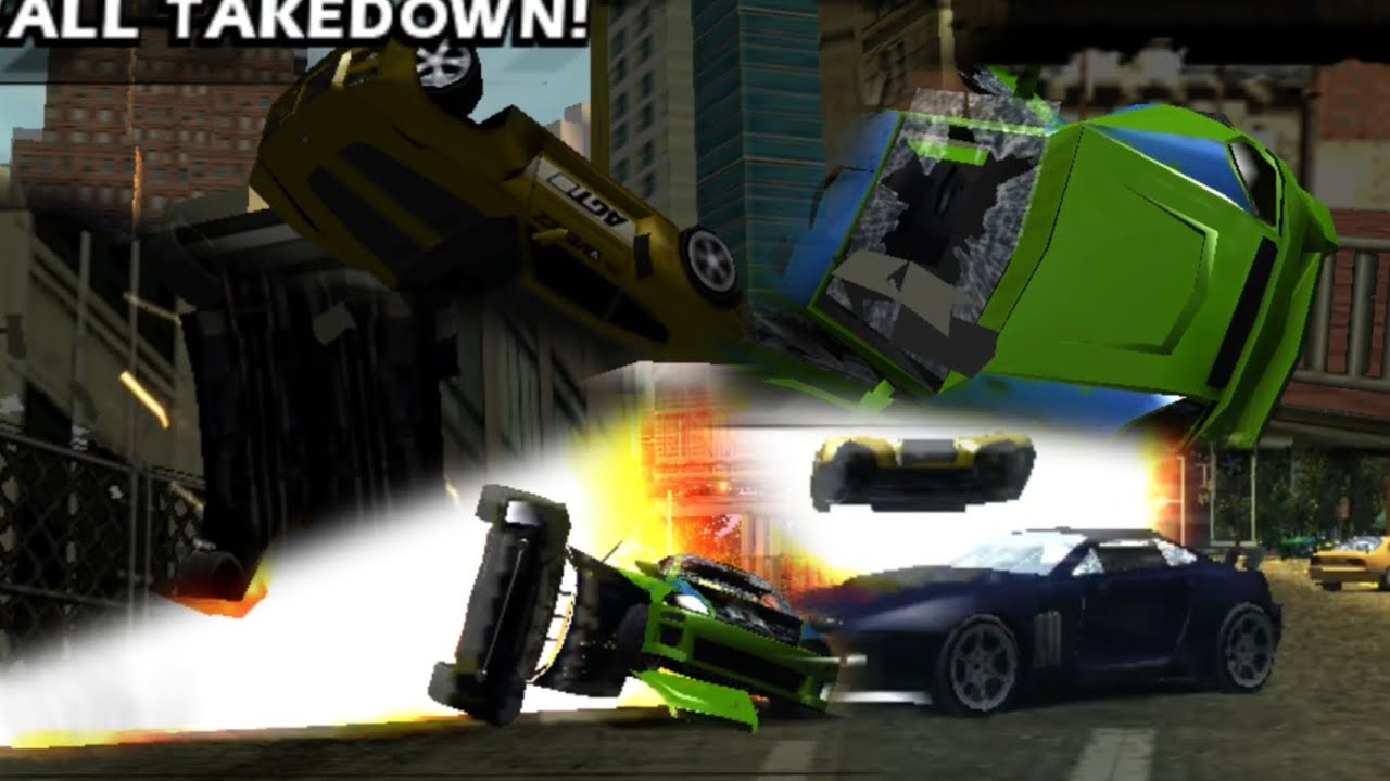 TUNED TAKEDOWNS (Road Rage) | Burnout Dominator PSP Emulator