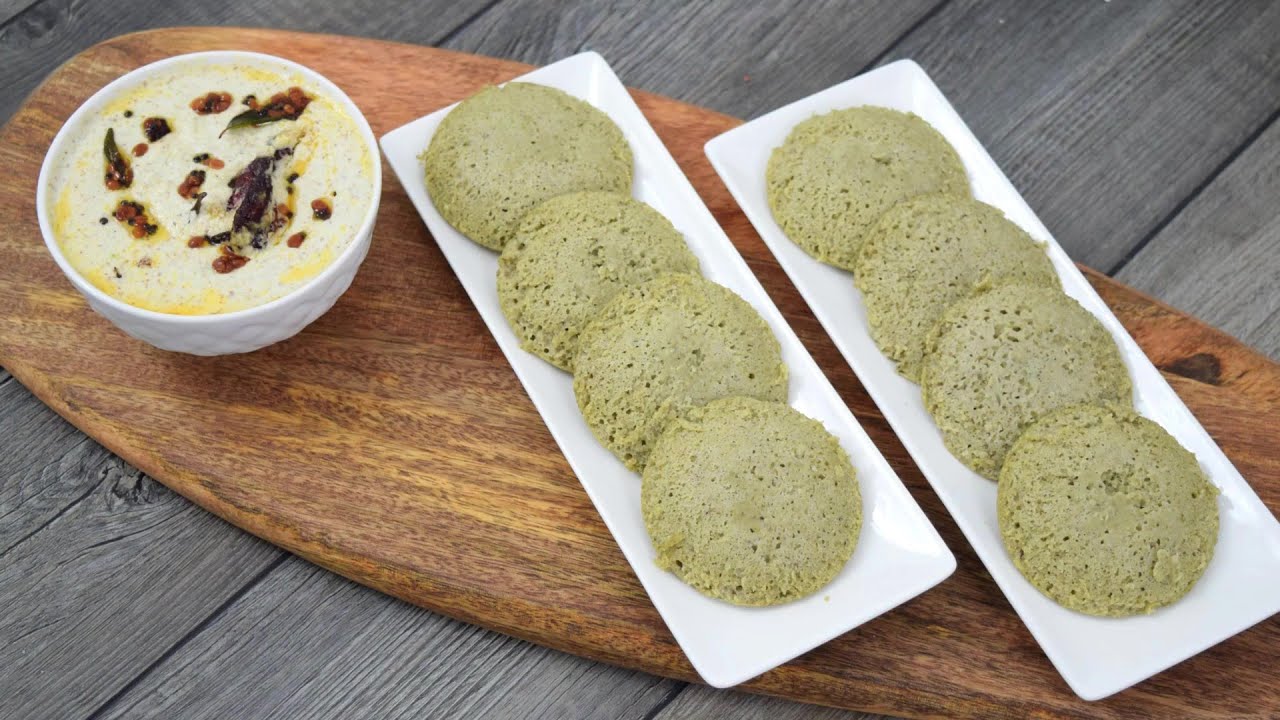 Green moong dal idli | no rice | fermented batter with green moong oats | Almond coconut chutney