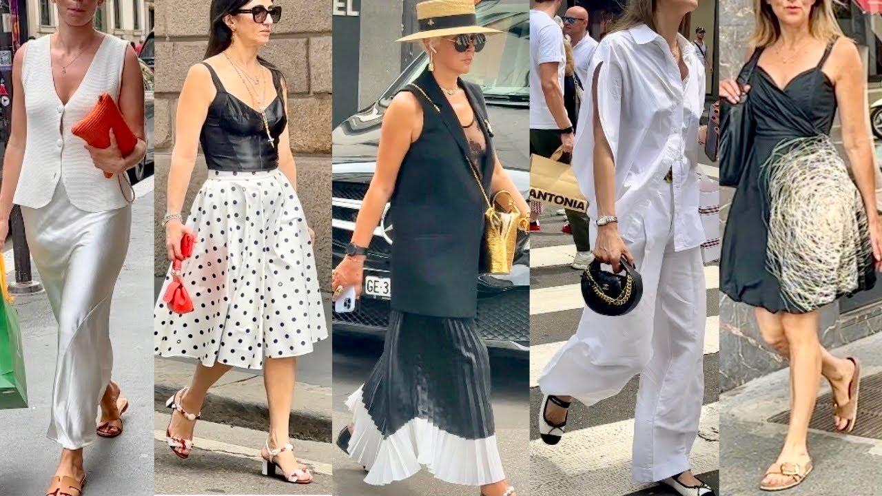 ITALIAN SUMMER OUTFIT IDEAS 🇮🇹MILAN STREET FASHION BLACK & WHITE OUTFITS IN STYLE #vanityfair