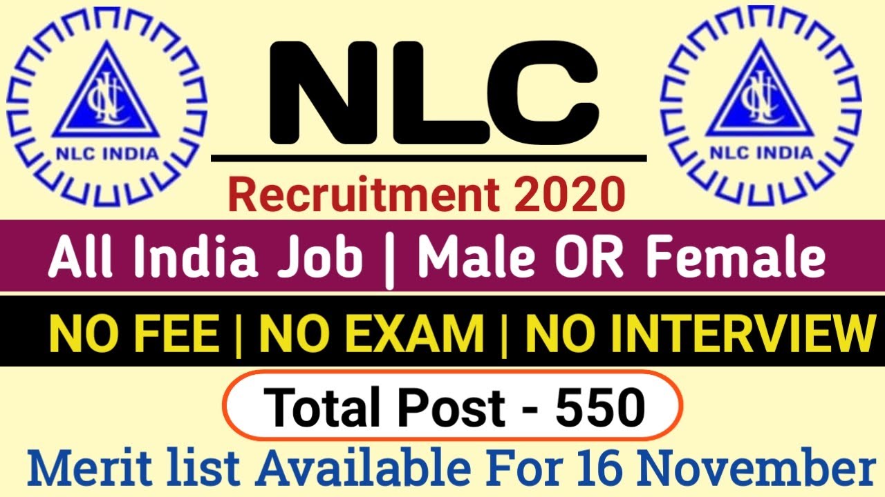 NLC Recruitmentm 2020 | Letest Job | NLC India Limited  Online Form 2020 | New Vecancy 2020