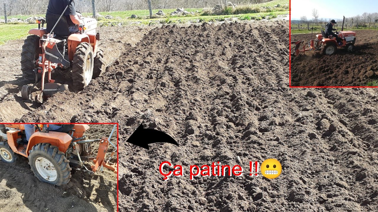 Labourage du jardin (Kubota B1400 et charrue 1 socs)