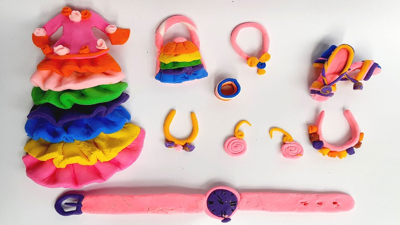 DIY How to Make Doll Dress with Makeup Set from Polymer Clay | DIY Easy Polymer Clay Tutorial