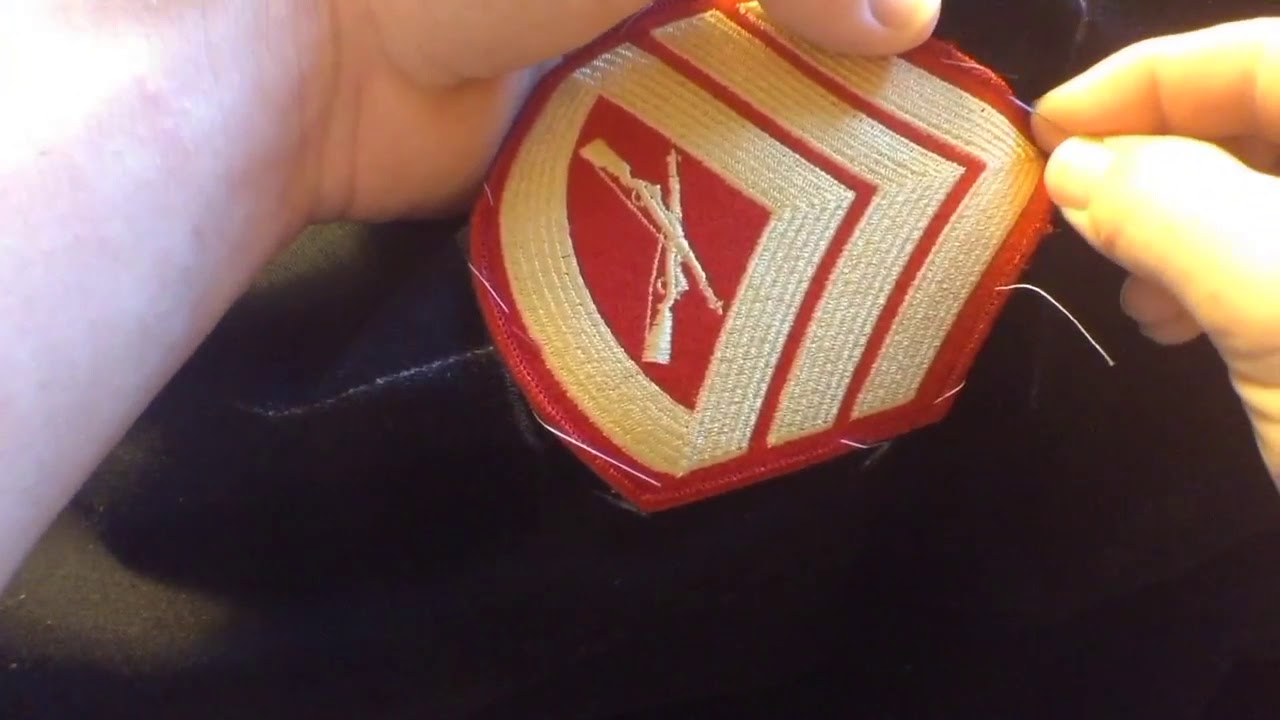 How to sew chevrons on a uniform. (Marine Corps Dress Blue Patches)
