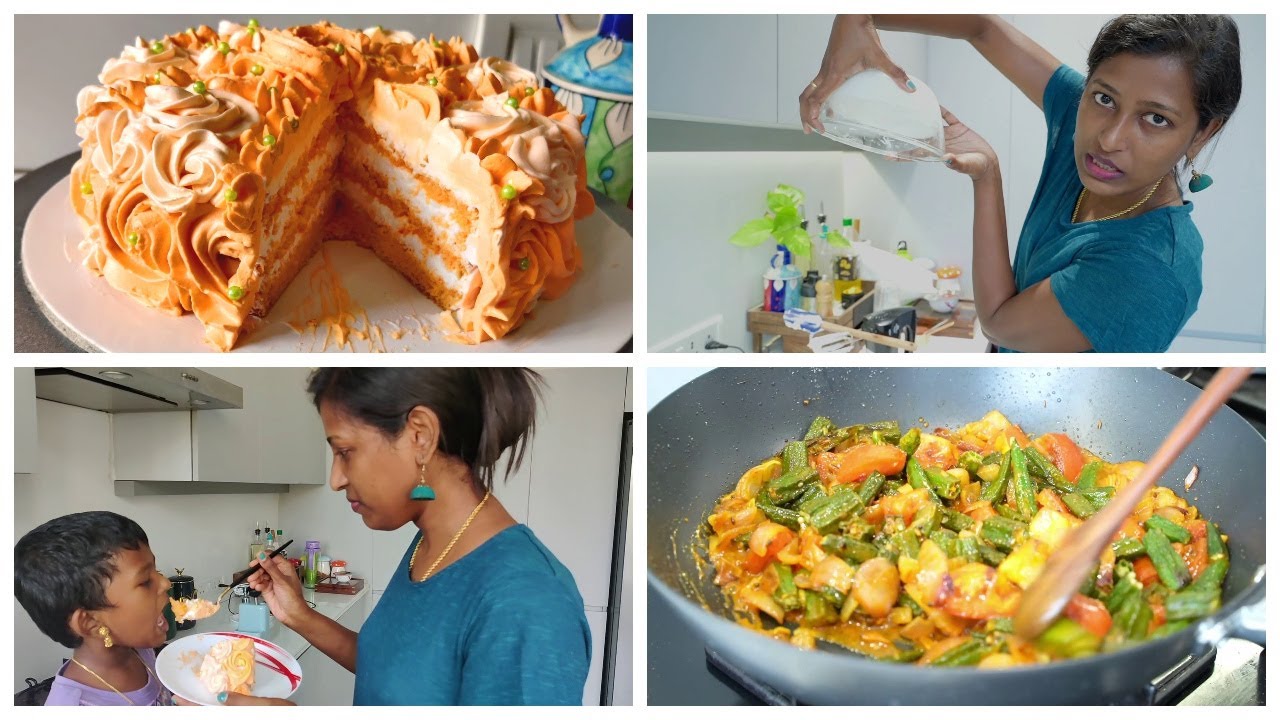 First cake as a baking student/Rosette cake/Orange cake/Bhindi masala/My new cameraman