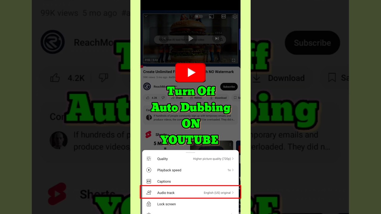 How to turn off the auto Dubbed feature on YouTube || Remove Auto Dubbing on YouTube ||#shorts#viral