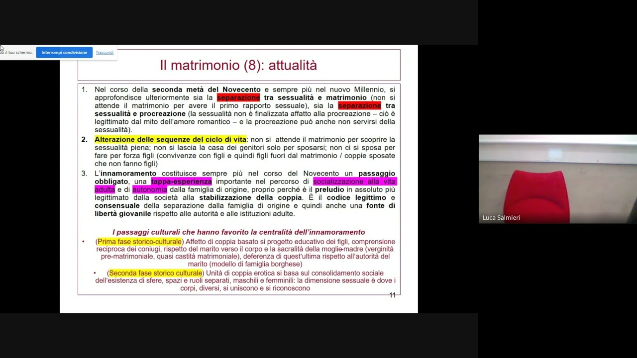 Sociologia della famiglia LEZIONE 17 NOVEMBRE AULA MAGNA