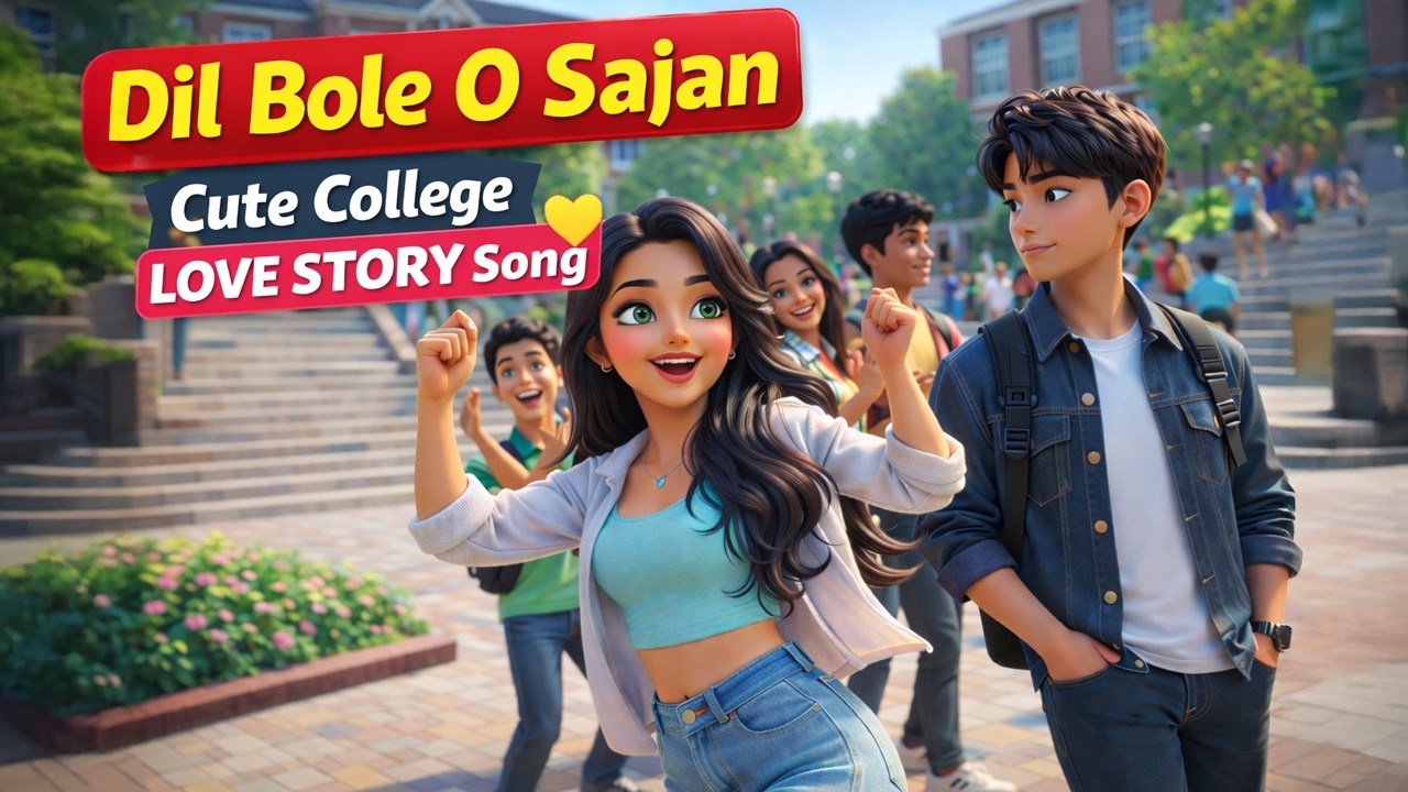 Dil Bole O Sajan ❤️ | Cute College Love Story Song | 💕Girl Dance to Impress Boyfriend | 4K Animation