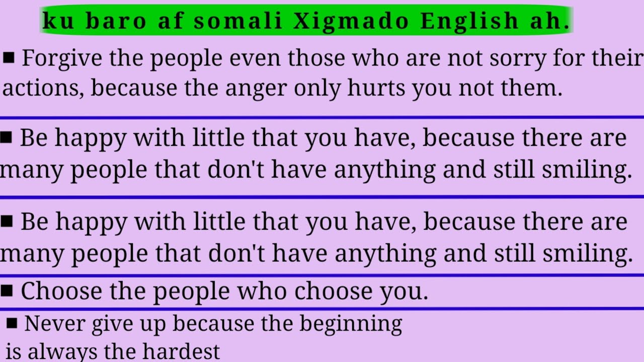 Ku baro English-ka AF-soomali 11 xigmad oo muhiim kuu ah.
