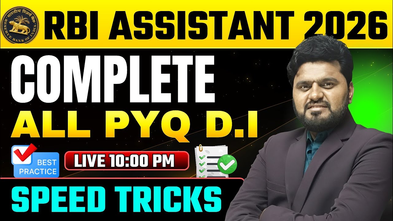 All PYQ DI for RBI Assistant 2026 | Complete Data Interpretation | Speed + Tricks