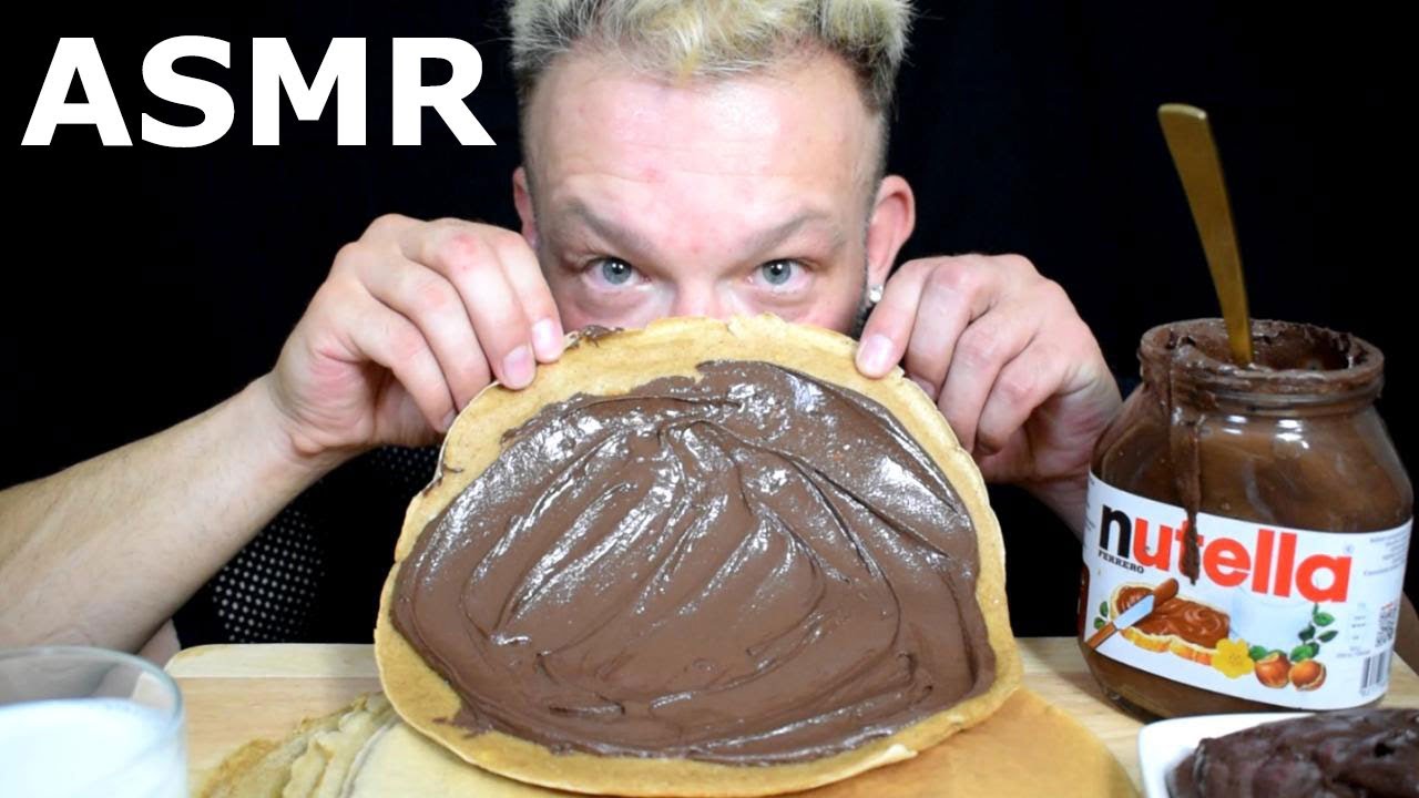 NUTELLA 9 CREPES ASMR MUKBANG BINGE HOMEMADE RECIPE HAZELNUT SAVAGE EATING NO TALKING YANNIS ASMR