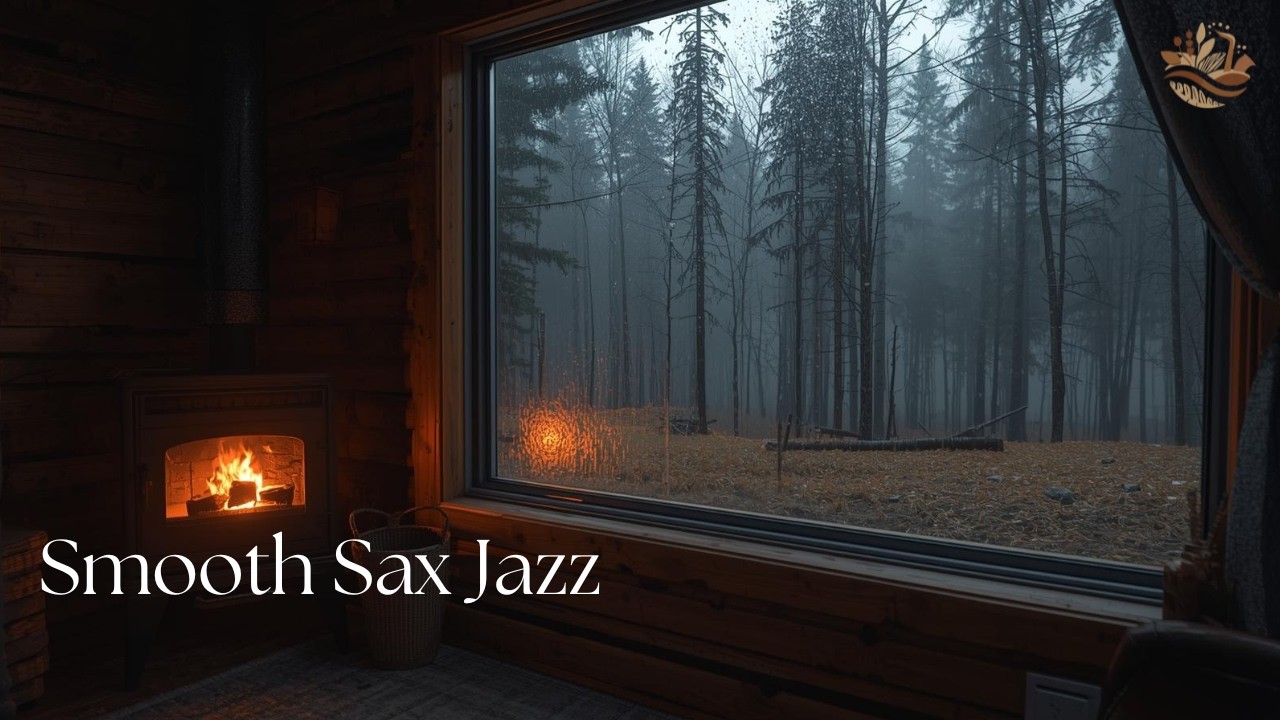 Cozy Cabin Rainy Night 🌧️ Smooth Saxophone Jazz Ambience for Relaxing, Study & Sleep (4K)