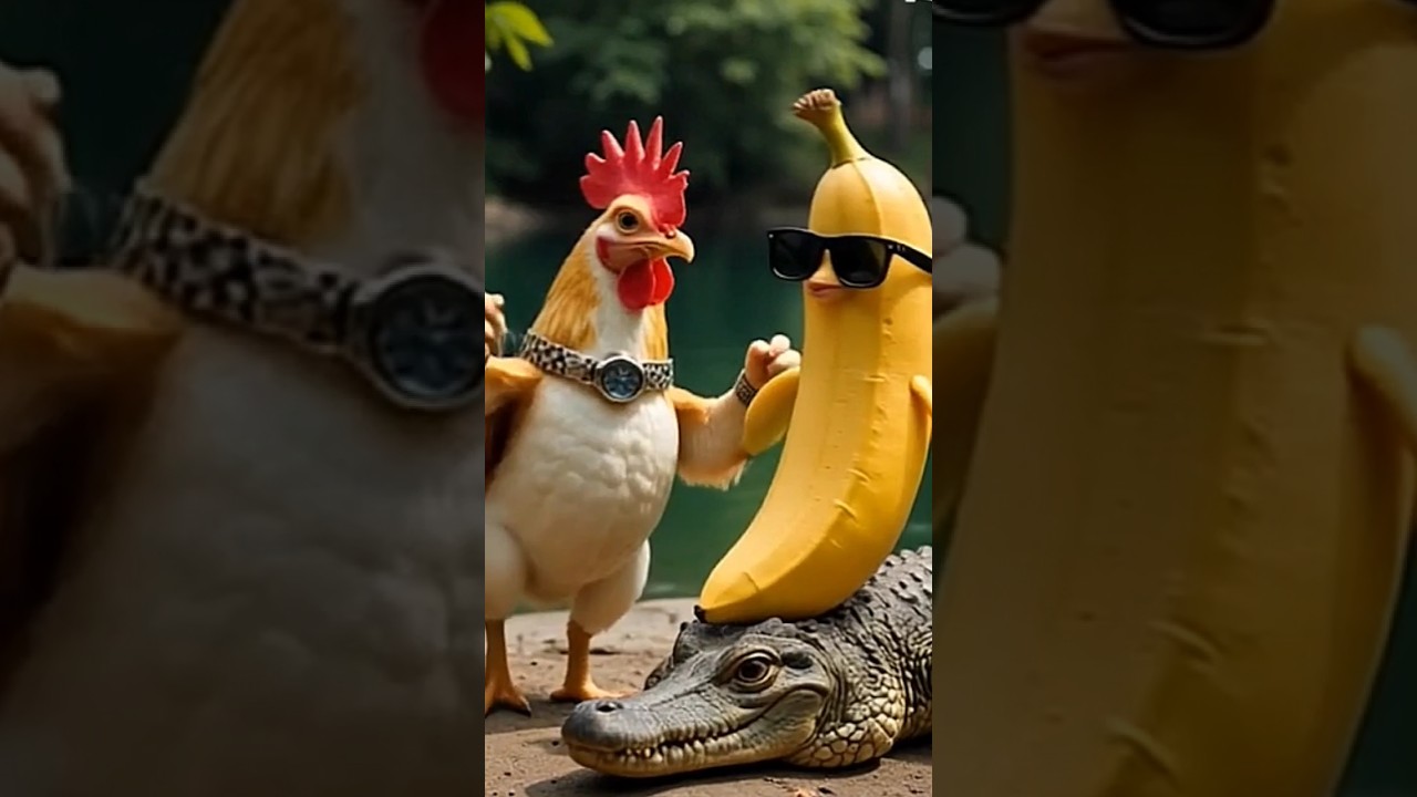 chicken 🐔🐔 banana 🍌🍌#shortsfeed #youtubeusashorts #youtubeusa #funny #chicken #banana