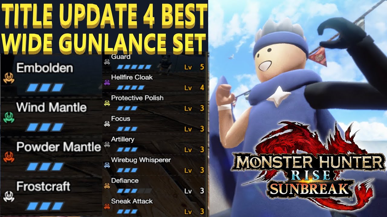 UP TO 445 CHARGED SHELL DAMAGE - Frostcraft Wide Gunlance  Build Armor Set Title Update 4 Sunbreak